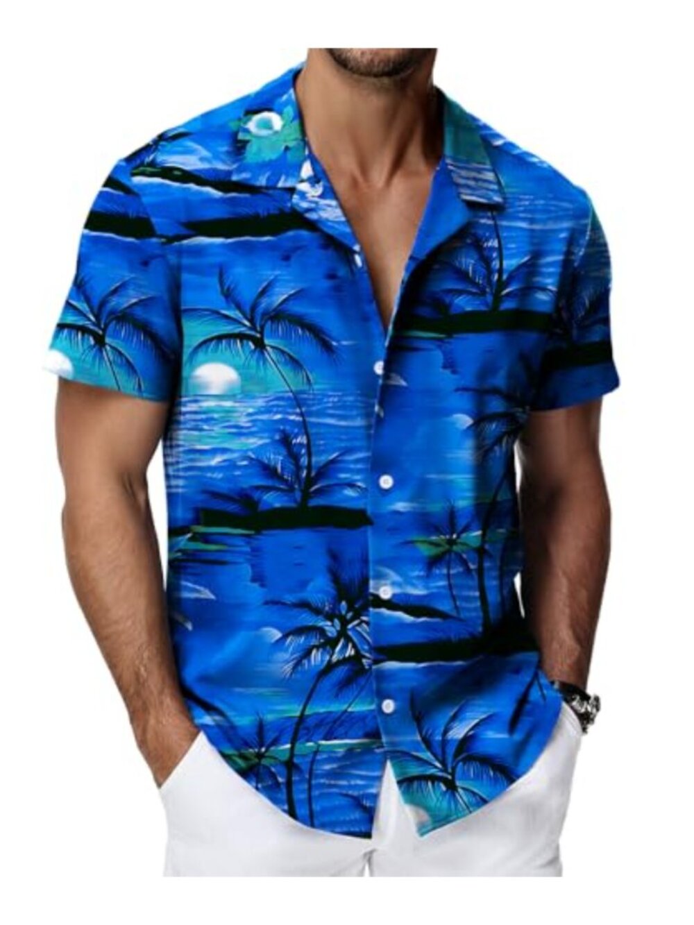 Mens Hawaiian Shirt Short Sleeve Button Up Cuban Collar Tropical
